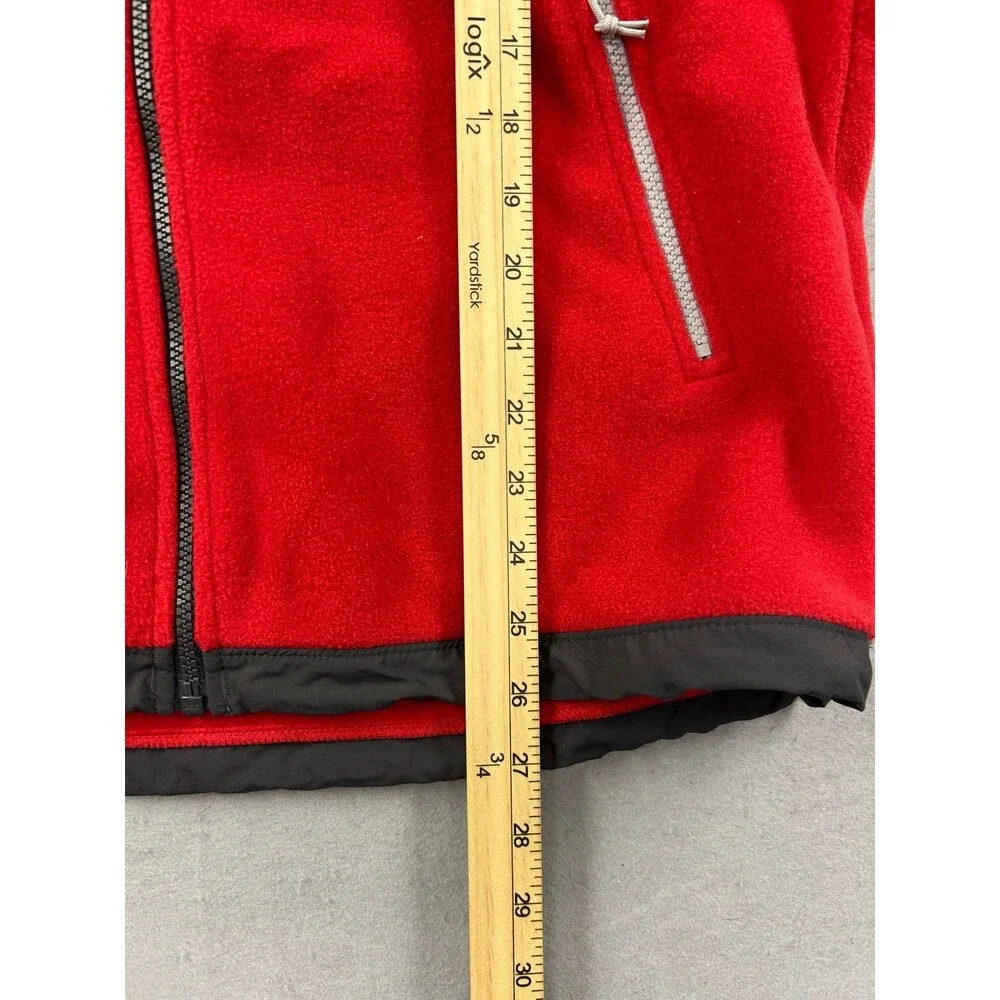 Vintage The North Face Men's Denali Hooded Red Full-Zip Fleece Jacket Size Small